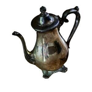 Victorian Rose Wm Rogers & Son Silverplate Tea Pot/Coffee 1901 Pitcher‎ VTG